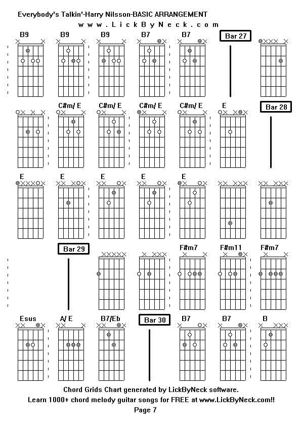 Chord Grids Chart of chord melody fingerstyle guitar song-Everybody's Talkin'-Harry Nilsson-BASIC ARRANGEMENT,generated by LickByNeck software.